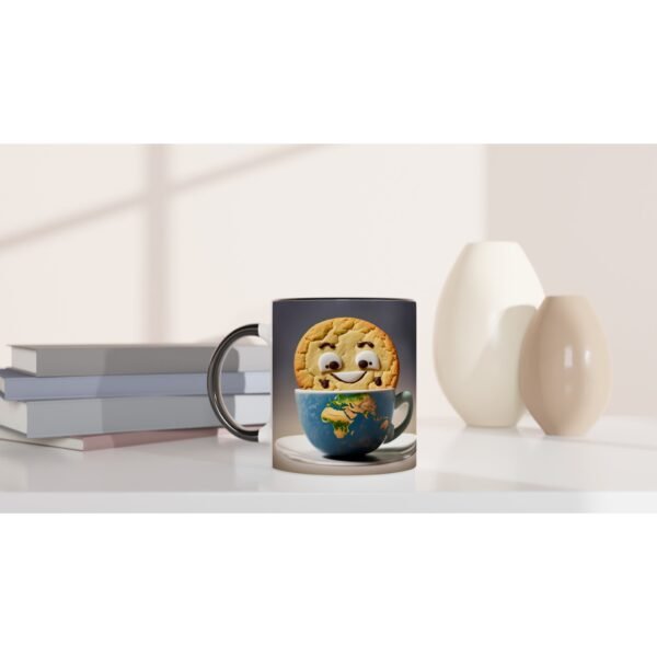 White 11oz Ceramic Mug "Cookie and the Earth Cup" with Color Inside