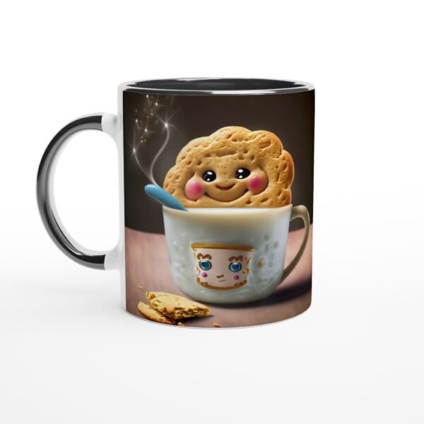 White 11oz Ceramic Mug "Happy cookie and friend cup" with Color Inside