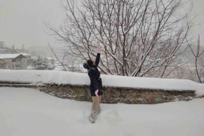 playing in the snow