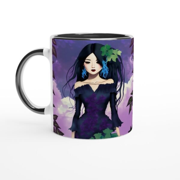 White 11oz Ceramic Mug with Color Inside "Woman ultraviolet"